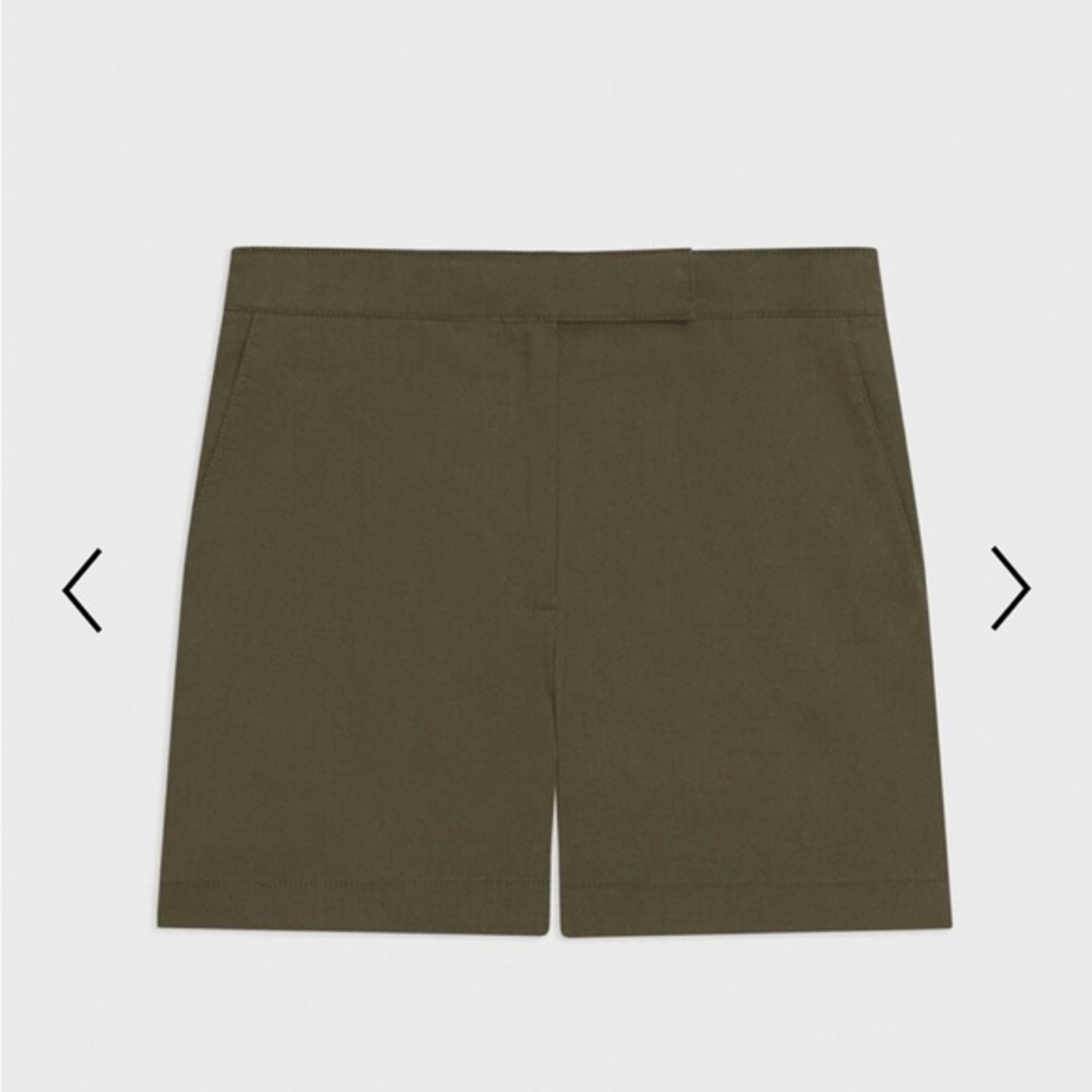 Theory Waist Tab Linen Shorts Dark Olive Green Size 4 NW